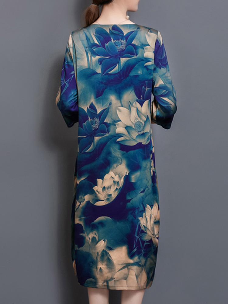 Chinese-Style-Floral-Print-Pocket-Dress-1300855