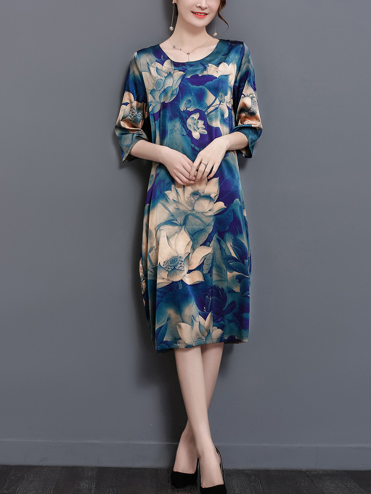 Chinese-Style-Floral-Print-Pocket-Dress-1300855