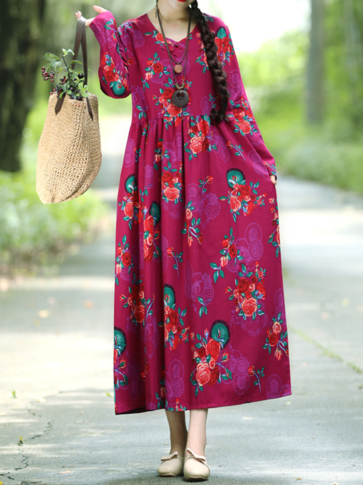 Floral-Elastic-Waist-Long-Sleeve-Maxi-Dress-1345039