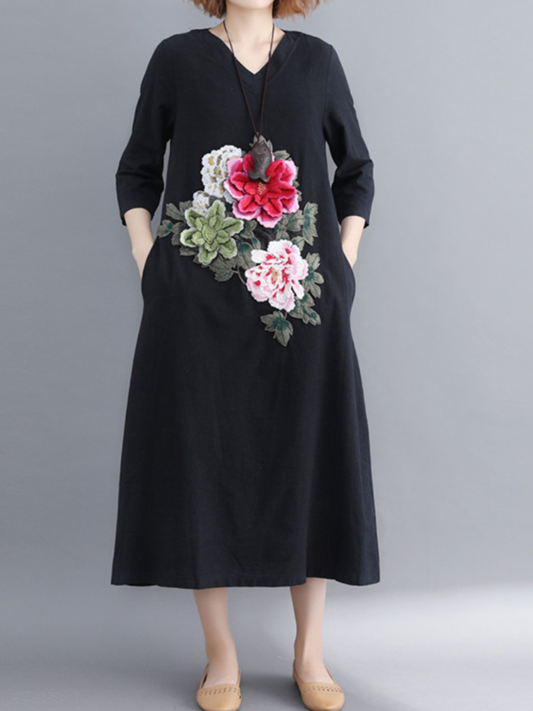 Floral-Embroidery-A-line-V-neck-Long-Sleeve-Maxi-Dress-1345278