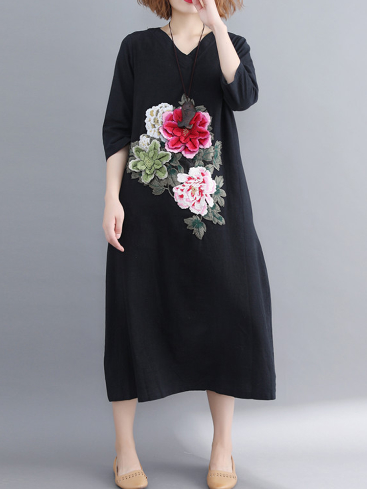 Floral-Embroidery-A-line-V-neck-Long-Sleeve-Maxi-Dress-1345278