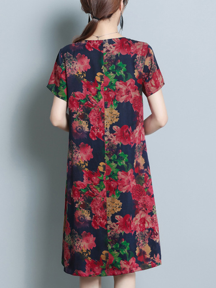 Floral-Print-Short-Sleeve-Pocket-Dress-1301068