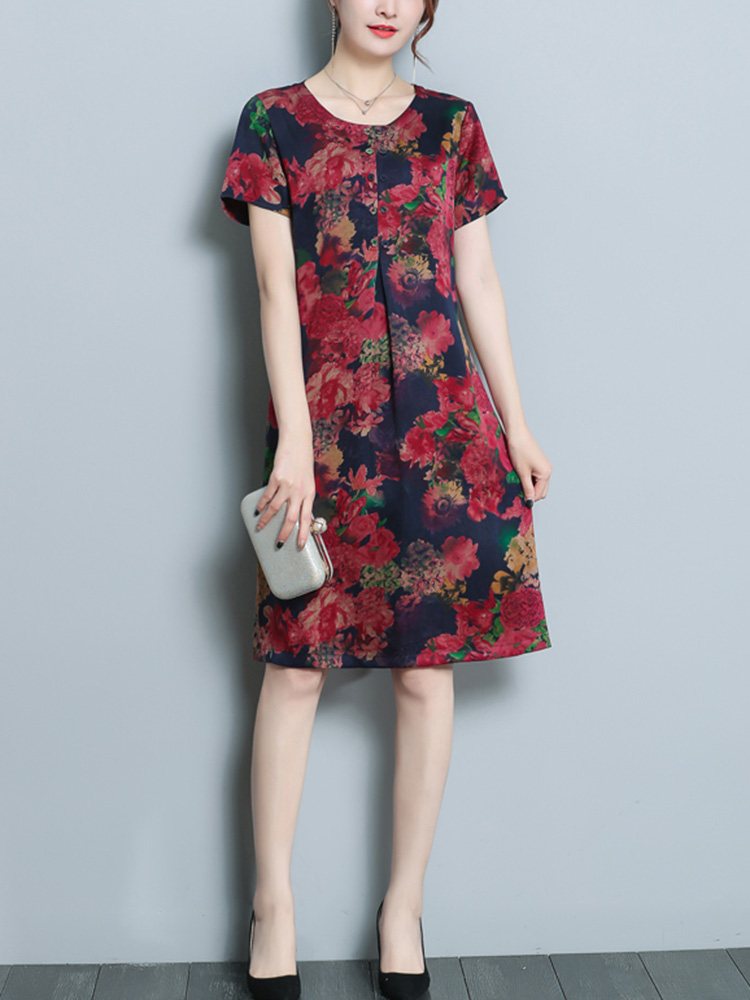 Floral-Print-Short-Sleeve-Pocket-Dress-1301068