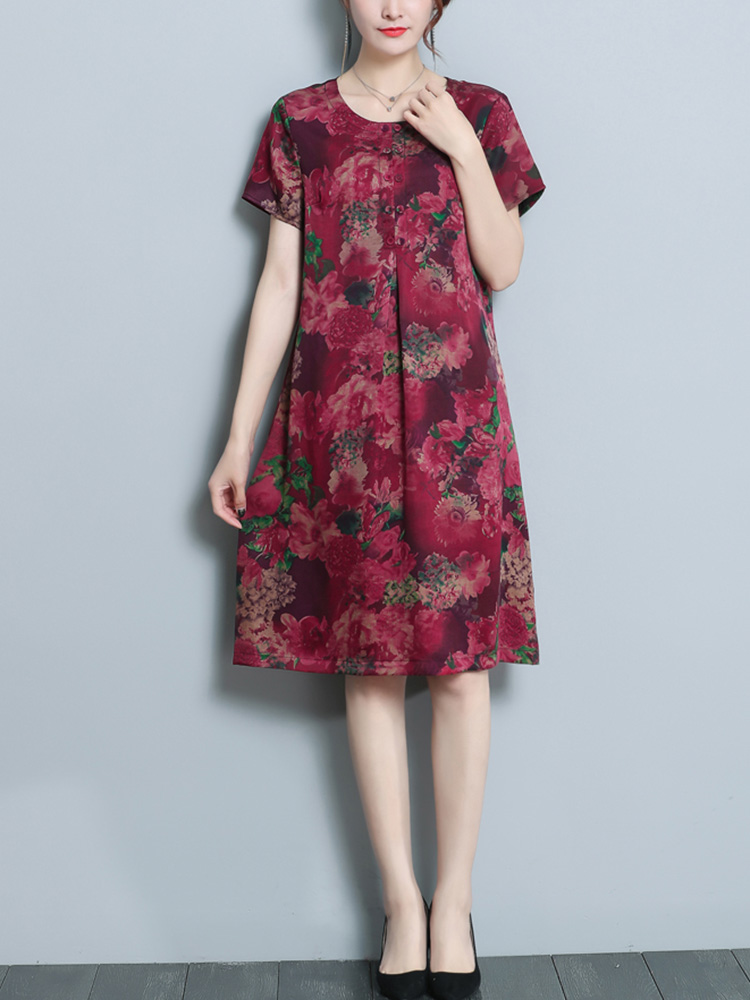 Floral-Print-Short-Sleeve-Pocket-Dress-1301068