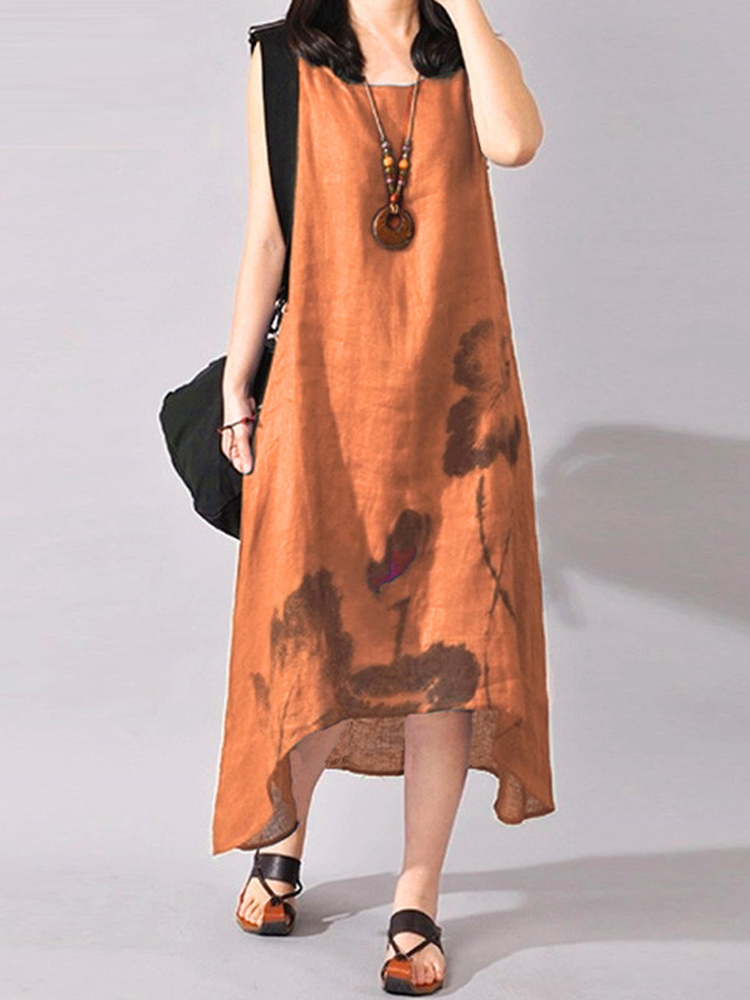 Vintage-Summer-Women-Folk-Style-Ink-Painting-Floral-Sleeveless-Dress-1122996