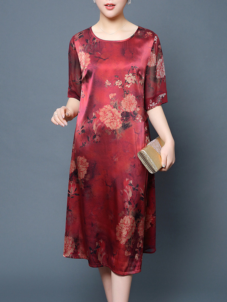 Women-Plus-Size-Floral-Print-Half-Sleeve-Elegant-Dress-1423172
