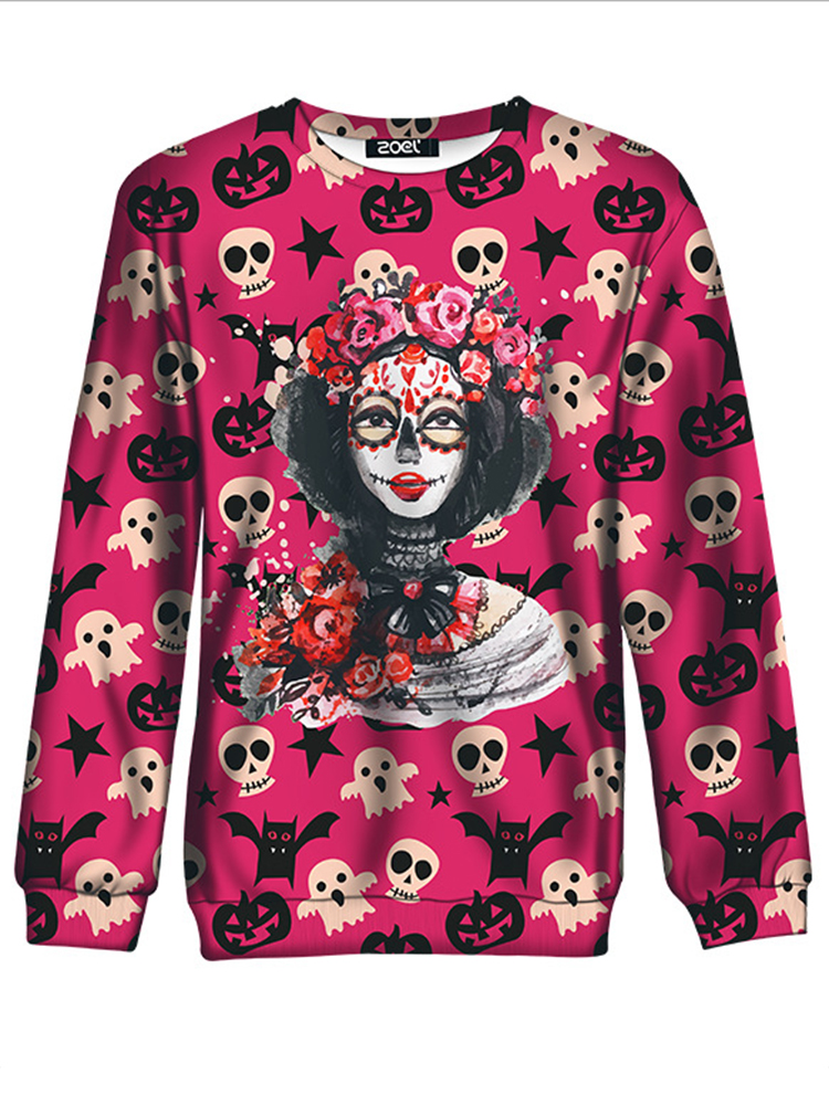 Halloween-Clown-Print-Crew-Neck-Long-Sleeve-Sweatshirt-For-Women-1363427