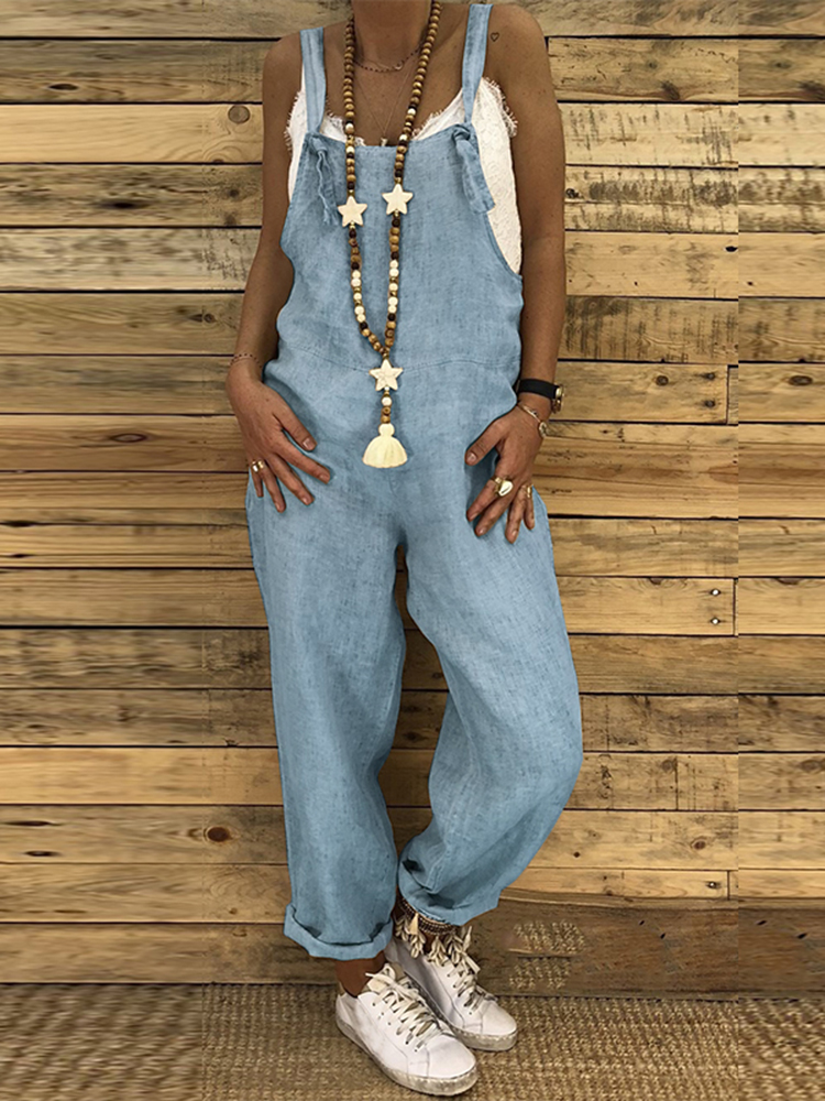Women-Casual-Straps-Solid-Color-Overalls-Jumpsuit-with-Pockets-1446771