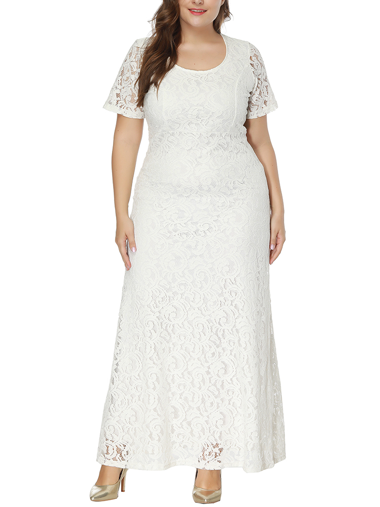 Plus-Size-Elegant-Lace-Hollow-Out-Short-Sleeve-Party-Dress-1412433