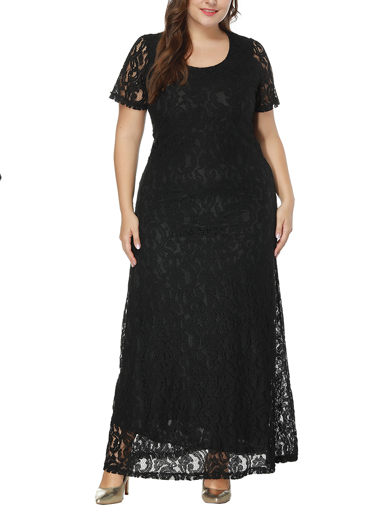 Plus-Size-Elegant-Lace-Hollow-Out-Short-Sleeve-Party-Dress-1412433