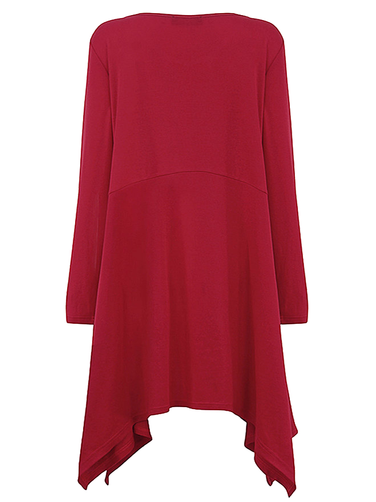O-NEWE-L-5XL-Casual-Women-Solid-Color-Hem-Asymmetric-Dress-1114400