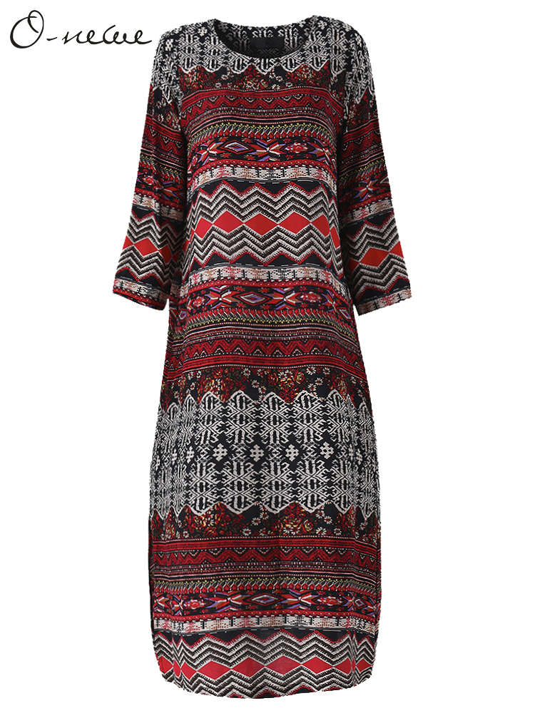 Plus-Size-Women-Chinese-Style-Geometric-Printed-Midi-Dress-1079799