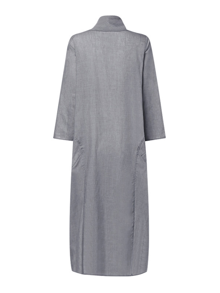 S-5XL-Elegant-Turtle-Neck-Long-Sleeve-Baggy-Dress-with-Pockets-1383769