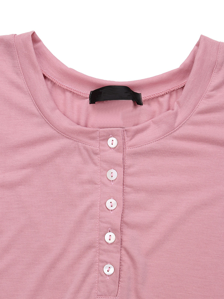 Sexy-Women-Brief-Solid-Button-Irregular-Cotton-Dress-1033430