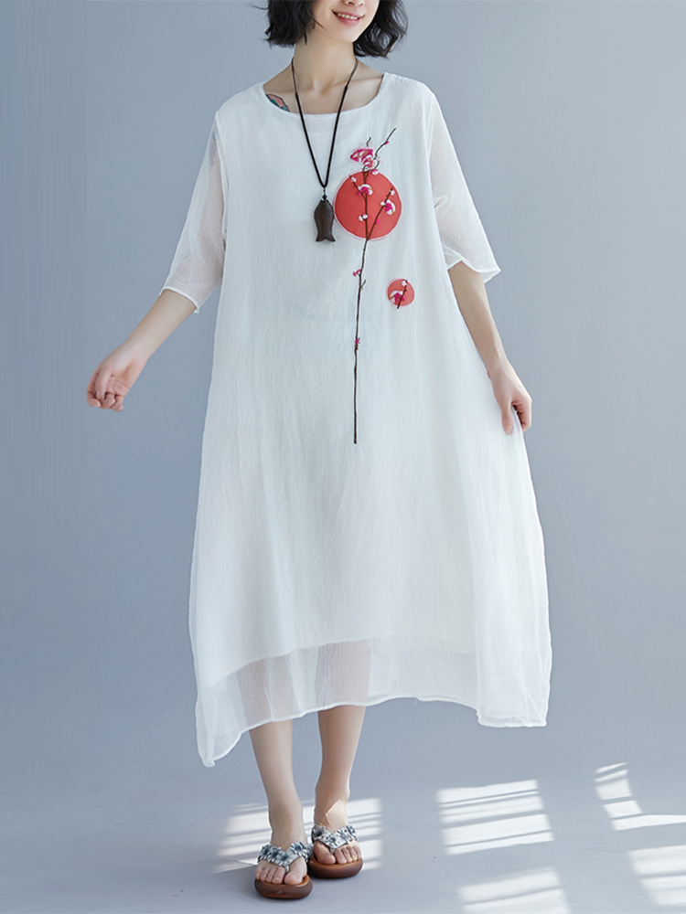 Elegant-Women-Embroidered-Two-Piece-Set-Loose-Dress-1287363