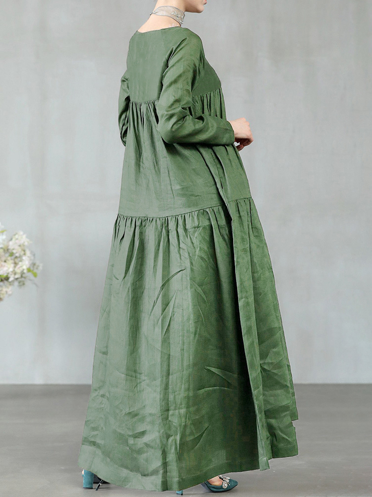 Lrecord-Vintage-Crew-Neck-Long-Sleeve-Pleated-Maxi-Cotton-Dress-1407220