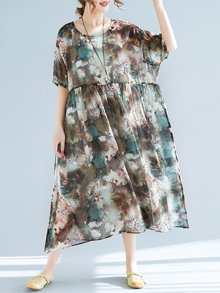 Plus-Size-Floral-Print-Batwing-Sleeve-Chiffon-Dress-1416371