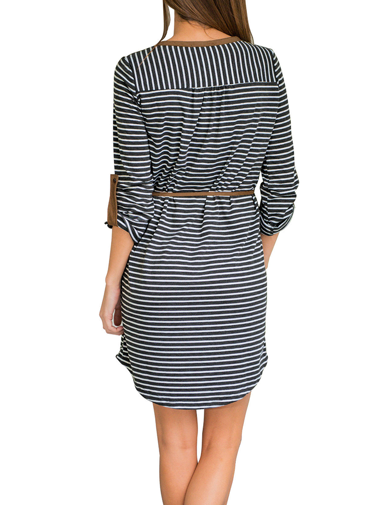 Plus-Size-Stripe-Belt-V-Neck-Long-Sleeve-Dress-1342757