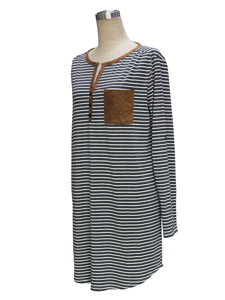 Plus-Size-Stripe-Belt-V-Neck-Long-Sleeve-Dress-1342757