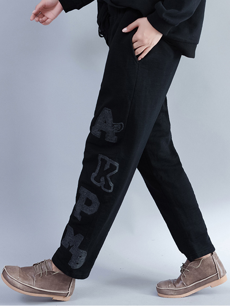 Casual-Women-Embroidery-Printing-Elastic-Waist-Pants-1211012