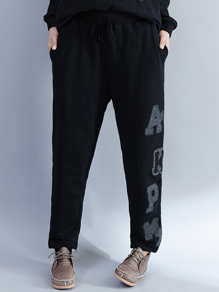 Casual-Women-Embroidery-Printing-Elastic-Waist-Pants-1211012