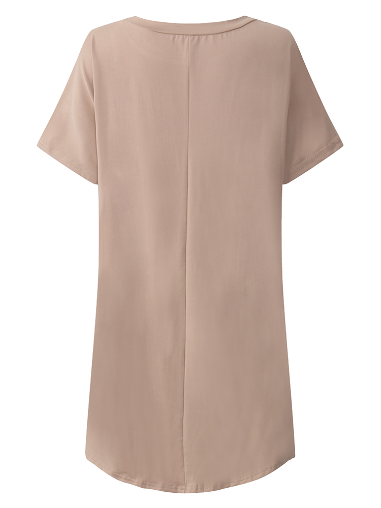 Casual-Loose-Solid-Color-Off-Shoulder-Short-Sleeves-Irregular--Mini-Dress-1146672