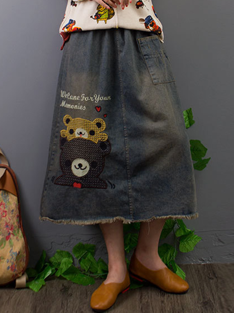 Casual-Cartoon-Print-Elastic-Waist-Denim-Skirts-with-Pockets-1383915