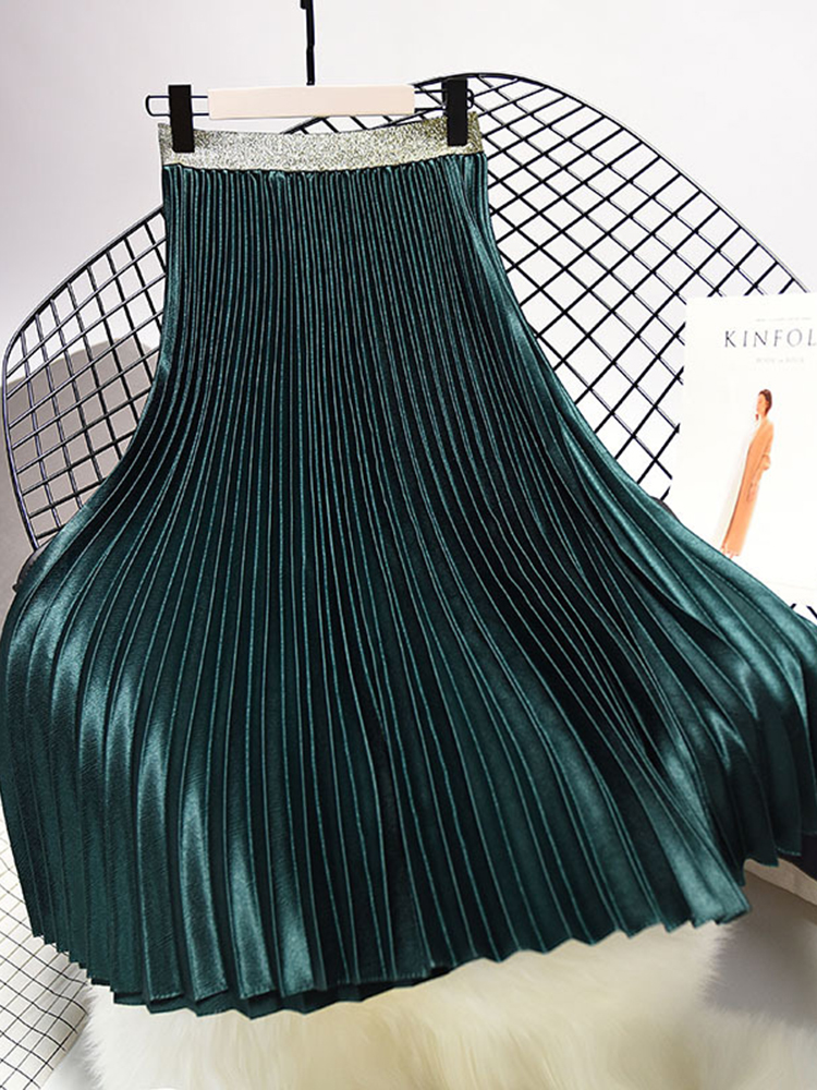 Elegant-Women-6-Colors-Velvet-Pleated-Skirts-1235368