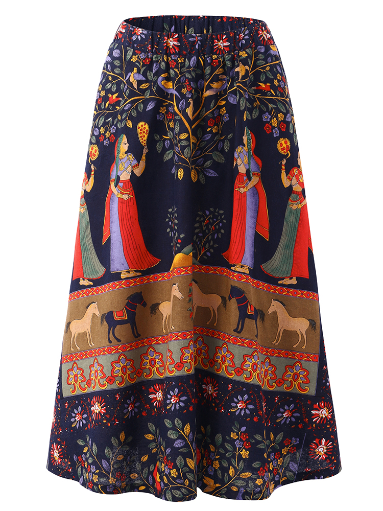 O-NEWE-M-5XL-Casual-Women-Ethnic-Style-Print-Skirt-1130656