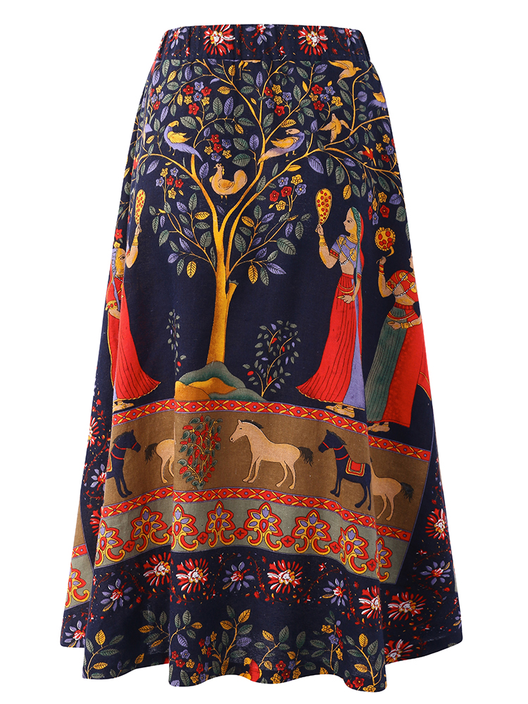 O-NEWE-M-5XL-Casual-Women-Ethnic-Style-Print-Skirt-1130656