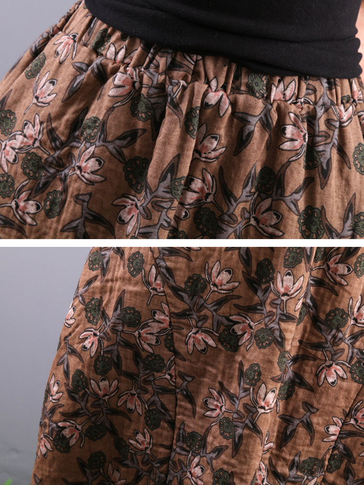 Women-Elegant-Floral-Print-A-line-Long-Skirts-1382005