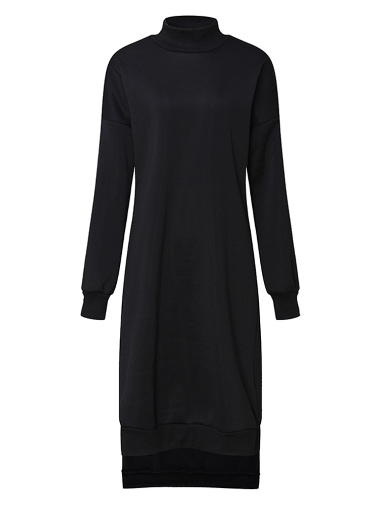 Casual-Women-Pure-Color-Long-Sweatshirt-Dresses-1204293