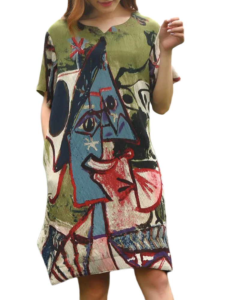 Elegant-Women-Colorful-Printed-Short-Sleeve-Mini-Dress-1126450