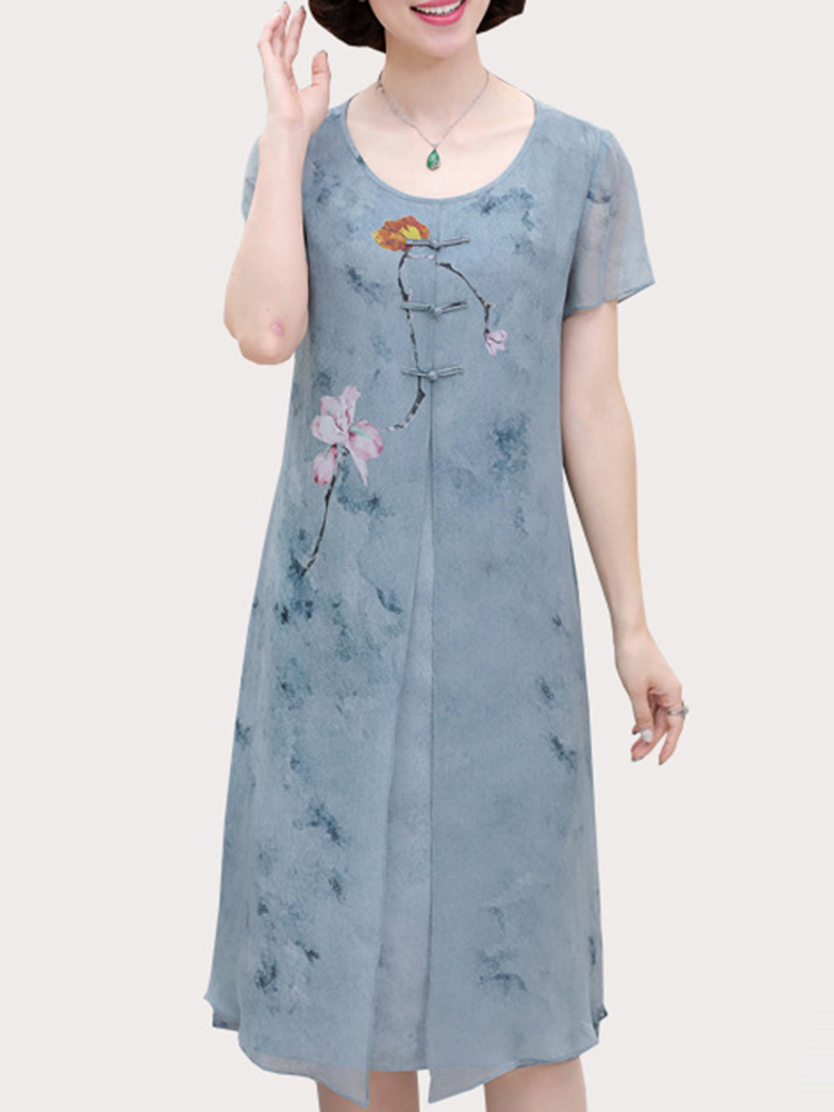 Elegant-Women-Fake-Two-Pieces-Floral-Print-Dress-1291063