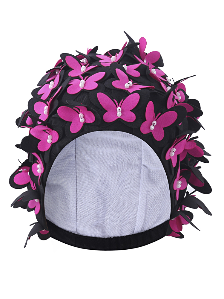Cute-Double-Butterfly-Pearl-Manual-Patchwork-Stretchy-Waterproof-Swimming-Cap-1149397