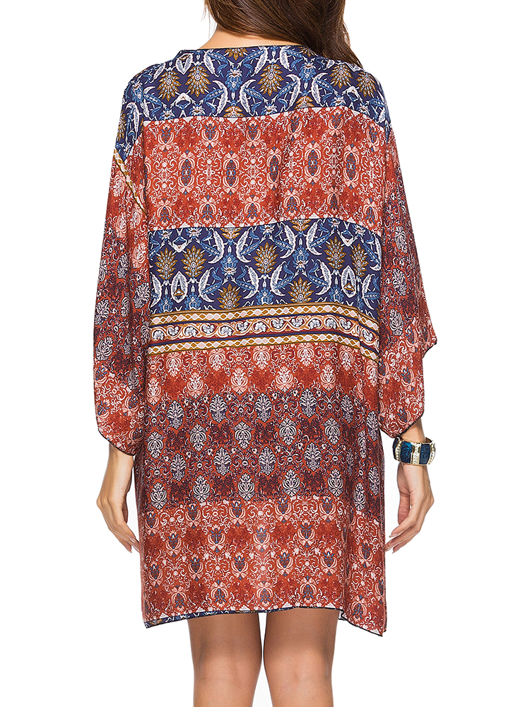 Plus-Size-Printed-Three-Quarter-Sleeve-Sun-Protection-Blouse-Beach-Cover-Ups-1266673