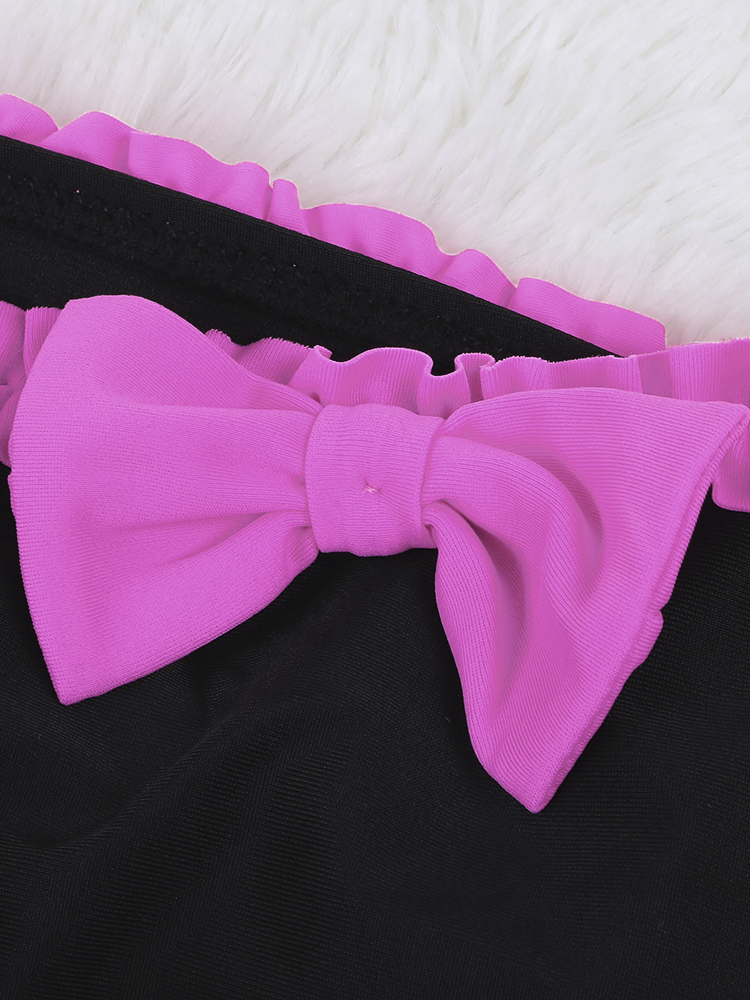 Black-High-Waist-Swimwear-Neon-Rose-Ruffles-and-Bows-Bikini-Set-925251