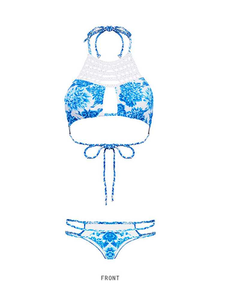 Blue-Hand-knitted-Openwork-Stitching-Print-Halter-Bikini-1520217