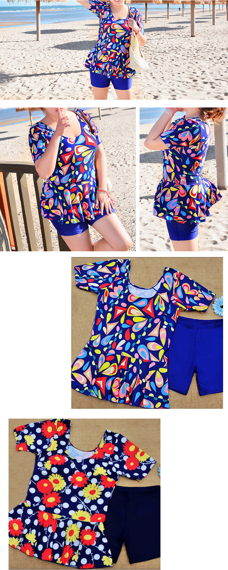 Conservative-High-Waisted-Printing-Bathing-Suit-Boyshorts-Brathable-Beachwear-Swimdress-1151387