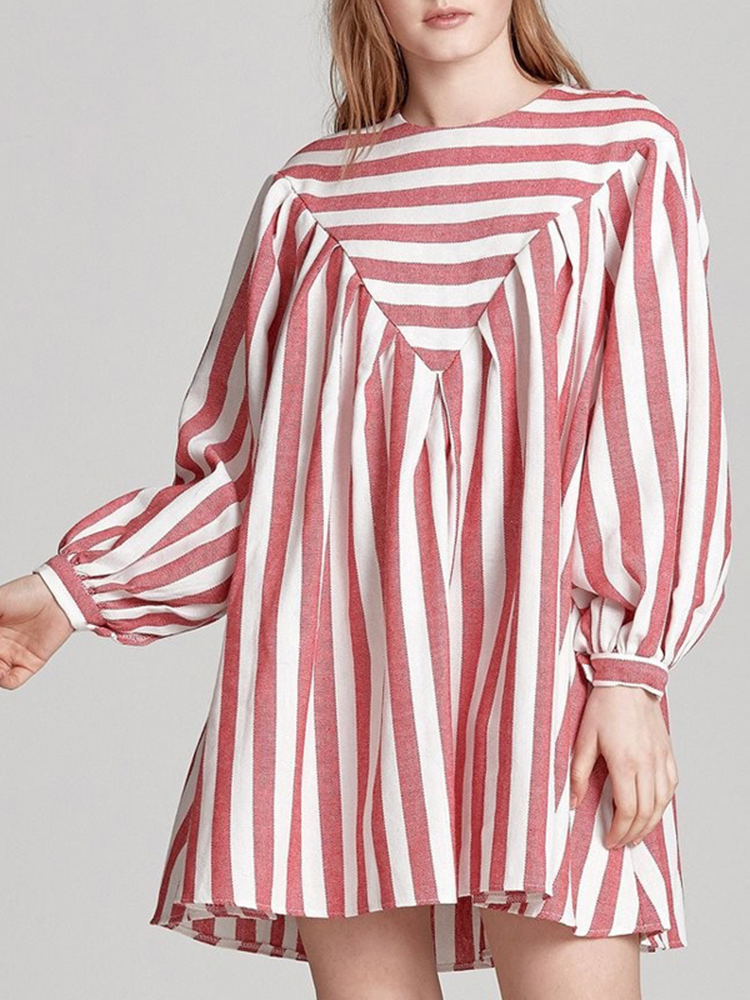 Casual-Loose-Women-Boho-Puff-Sleeve-Striped-Print-A-Line-Mini-Dress-with-Pocket-1384530