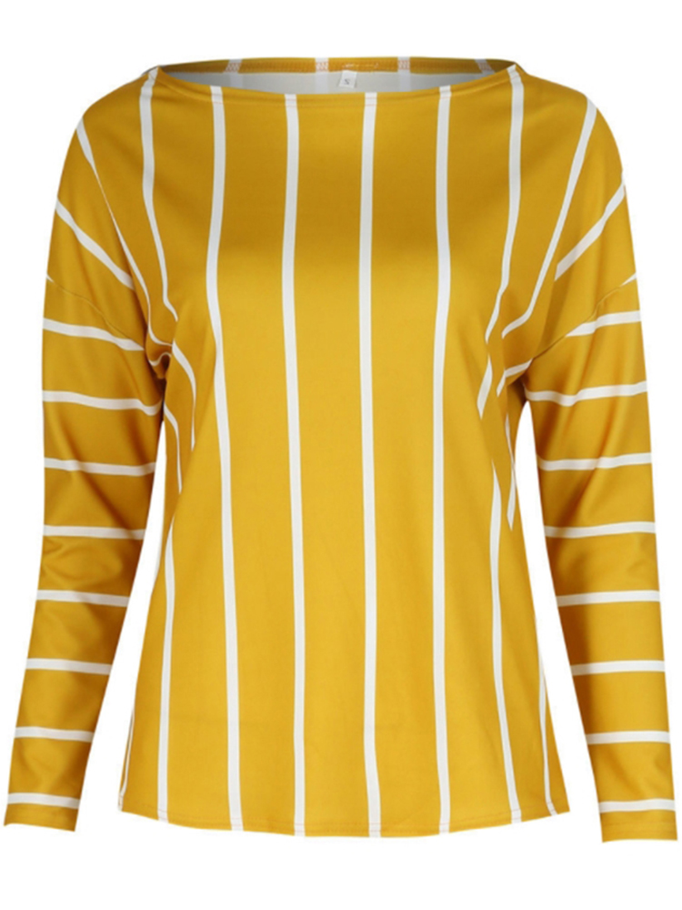 Casual-Loose-Women-Striped-34-Sleeve-Crew-Neck-Blouse-1361942