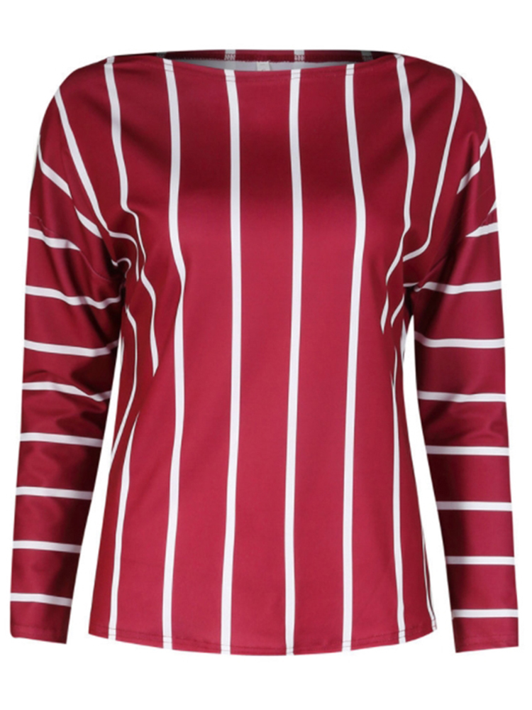 Casual-Loose-Women-Striped-34-Sleeve-Crew-Neck-Blouse-1361942