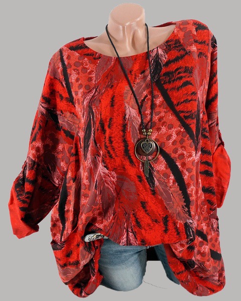 Casual-Women-Art-Print-34-Sleeve-Blouse-1467111