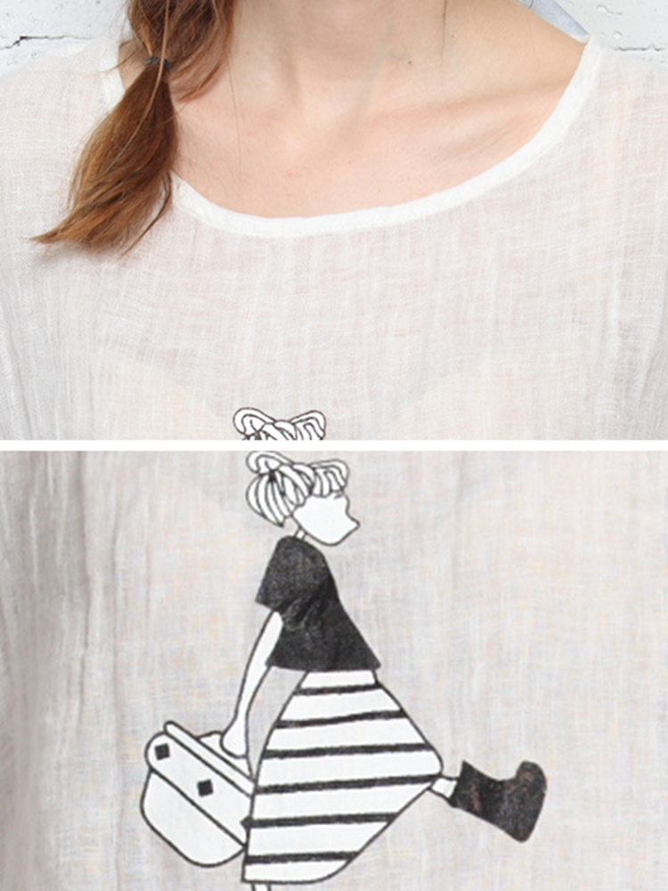 Casual-Women-Cartoon-Print-O-neck-Half-Sleeve-Blouse-1323448