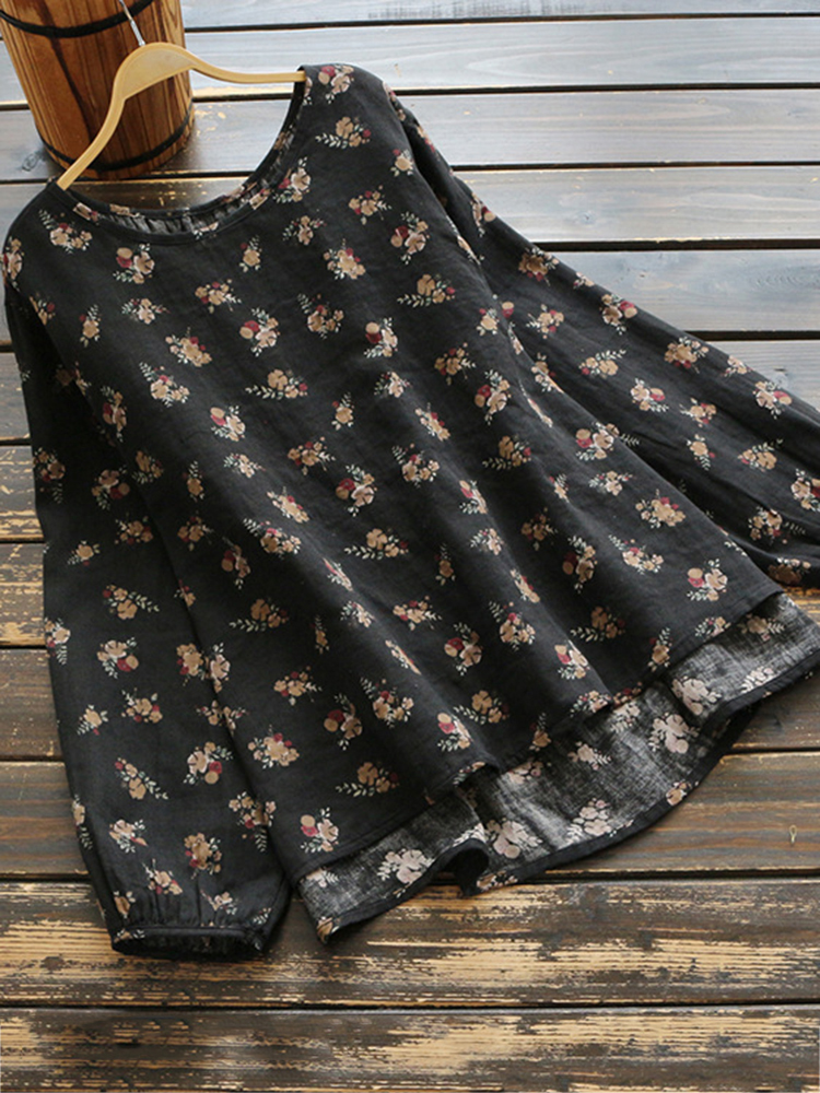 Casual-Women-Cotton-Linen-Floral-Print-High-Low-Hem-Long-Sleeve-Blouse-1370355