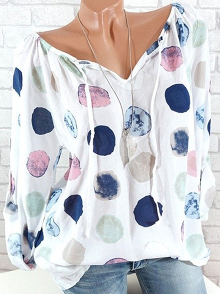 Casual-Women-Dots-Printed-Adjustable-Long-Sleeve-Blouse-1269340