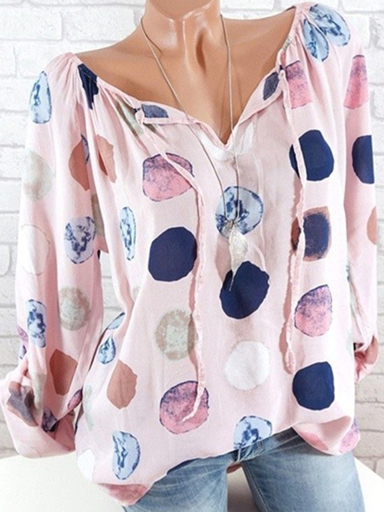 Casual-Women-Dots-Printed-Adjustable-Long-Sleeve-Blouse-1269340