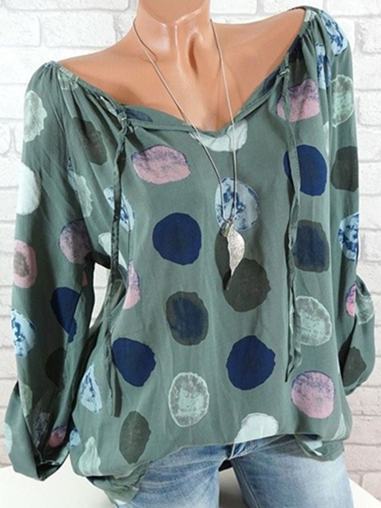 Casual-Women-Dots-Printed-Adjustable-Long-Sleeve-Blouse-1269340