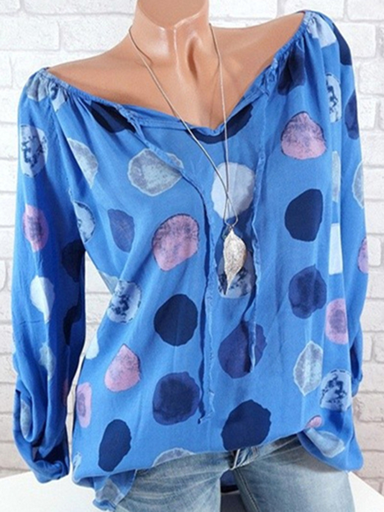 Casual-Women-Dots-Printed-Adjustable-Long-Sleeve-Blouse-1269340