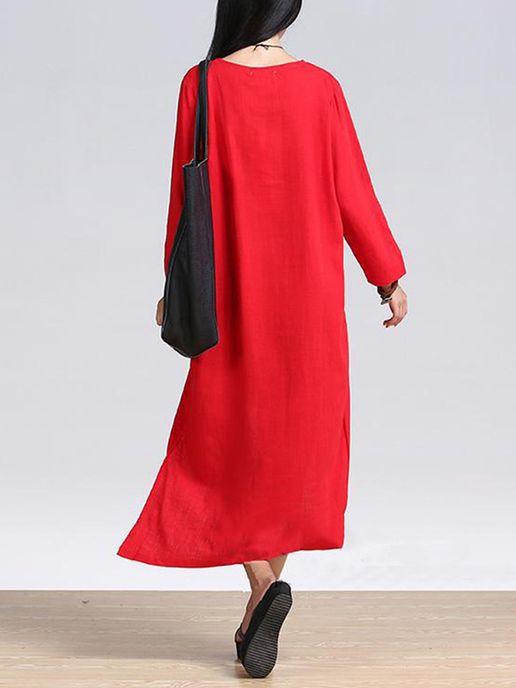 Women-Casual-Pure-Color-Long-Sleeve-Cotton-Asymmetric-Blouse-1239110